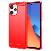 Xiaomi Redmi 12 Brushed TPU Case - Carbon Fiber - Red
