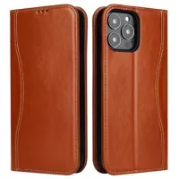 Fierre Shann iPhone 14 Pro Wallet Leather Case - Brown