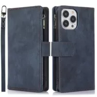 iPhone 14 Pro Max Wallet Case with Wrist & Shoulder Strap - Dark Blue