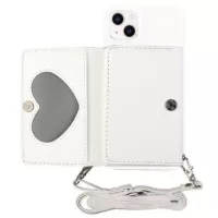 Heart Series iPhone 14 Plus Case with Wallet & Strap - White