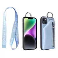 Strap Series iPhone 14 Plus Case with Detachable Wallet - Baby Blue