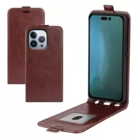 iPhone 14 Pro Max Vertical Flip Case with Card Holder - Brown