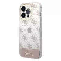 Guess Peony Glitter Script Logo iPhone 14 Pro Hybrid Case - Pink