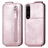 Zipper Pocket Sony Xperia 1 IV Vertical Flip Case - Rose Gold