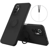 Xiaomi Redmi Note 10 Pro Liquid Silicone Case with Ring Holder - Black