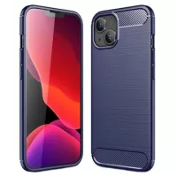 iPhone 14 Brushed TPU Case - Carbon Fiber - Blue