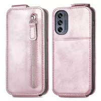 Zipper Pocket Motorola Moto G62 5G Vertical Flip Case - Rose Gold