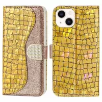 Croco Bling Series iPhone 14 Wallet Case - Gold