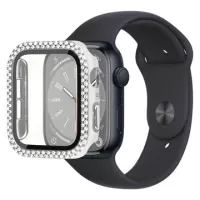 Rhinestone Decorative Apple Watch Series 8/7 Case with Screen Protector - 41mm - Silver