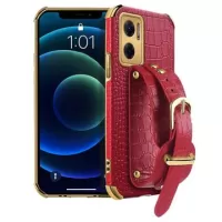 6D Crocodile Xiaomi Redmi 10 5G/Note 11E Case with Hand Strap - Red