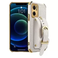 6D Crocodile Xiaomi Redmi 10 5G/Note 11E Case with Hand Strap - White