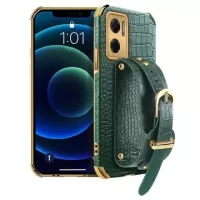 6D Crocodile Xiaomi Redmi 10 5G/Note 11E Case with Hand Strap - Green