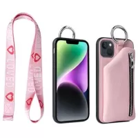Strap Series iPhone 14 Case with Detachable Wallet - Pink