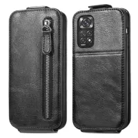 Zipper Pocket Xiaomi Redmi Note 11/11S Vertical Flip Case - Black