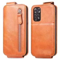 Zipper Pocket Xiaomi Redmi Note 11/11S Vertical Flip Case - Brown
