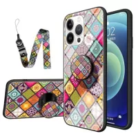 Checkered Pattern iPhone 14 Pro Max Hybrid Case - Colorful Mandala