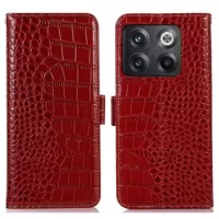 Crocodile Series OnePlus 10T/Ace Pro Wallet Leather Case with RFID - Red
