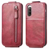 Zipper Pocket Sony Xperia 10 IV Vertical Flip Case - Red
