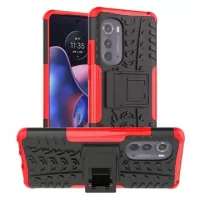 Anti-Slip Motorola Edge (2022) Hybrid Case with Stand - Red / Black