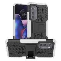 Anti-Slip Motorola Edge (2022) Hybrid Case with Stand - White / Black