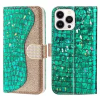 Croco Bling Series iPhone 14 Pro Wallet Case - Green
