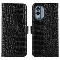 Crocodile Nokia X30 Wallet Leather Case with RFID - Black