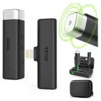 iDiskk Wireless Clip-On Microphone with Charging Case - Lightning - Black