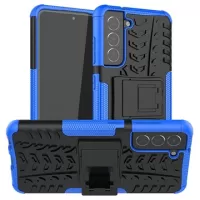 Anti-Slip Samsung Galaxy S21 FE 5G Hybrid Case with Stand - Blue / Black