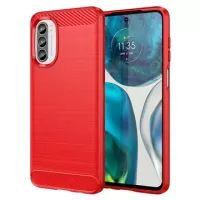 Motorola Moto G52 Brushed TPU Case - Carbon Fiber - Red