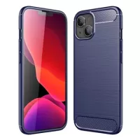 iPhone 14 Plus Brushed TPU Case - Carbon Fiber - Blue
