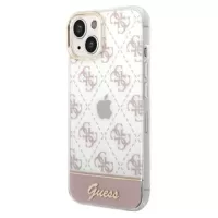 Guess Peony Glitter Script Logo iPhone 14 Plus Hybrid Case - Pink