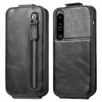 Zipper Pocket Sony Xperia 1 IV Vertical Flip Case - Black