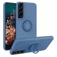 Samsung Galaxy S22 5G Liquid Silicone Case with Ring Holder - Blue