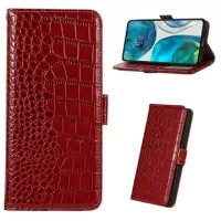 Crocodile Series Motorola Moto G62 5G Wallet Leather Case with RFID - Red
