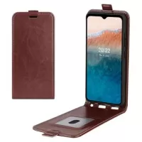 Nokia C21 Plus Vertical Flip Case with Card Slot - Brown