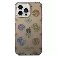Guess Peony Glitter iPhone 14 Pro Max Hybrid Case - Black