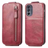 Zipper Pocket Motorola Moto G62 5G Vertical Flip Case - Red