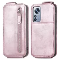 Zipper Pocket Xiaomi 12T/12T Pro Vertical Flip Case - Rose Gold