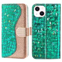 Croco Bling Series iPhone 14 Wallet Case - Green