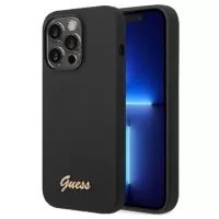 Guess Metal Logo iPhone 14 Pro Silicone Case - Black