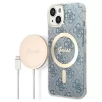 Guess 4G Edition Bundle Pack iPhone 14 Plus Case & Wireless Charger - Blue