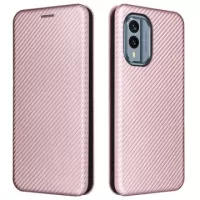 Nokia X30 Flip Case with Card Slot - Carbon Fiber - Rose Gold