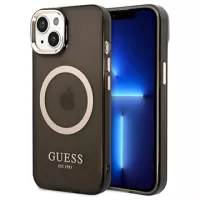 Guess Gold Outline MagSafe iPhone 14 Hybrid Case - Translucent Black