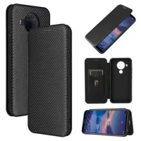 Nokia 5.4 Flip Case with Card Slot - Carbon Fiber - Black