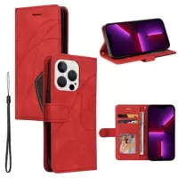 Bi-Color Series iPhone 14 Pro Wallet Case - Red