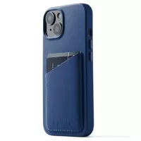 Mujjo Full Leather iPhone 14 Wallet Case - Blue