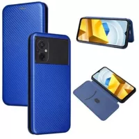 Xiaomi Poco M5 Flip Case - Carbon Fiber - Blue
