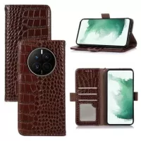 Crocodile Series Huawei Mate 50 Wallet Leather Case with RFID - Brown