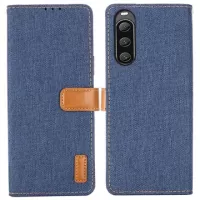 Sony Xperia 10 V Jeans Series Wallet Case - Dark Blue