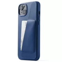 Mujjo Full Leather iPhone 14 Plus Wallet Case - Blue